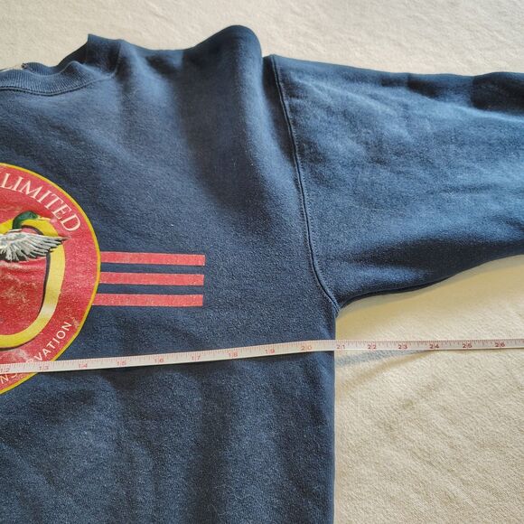 Vtg 90s Ducks Unlimited Sweatshirt Mens M 60 Years Wetland Conservation Navy USA - Picture 5 of 7